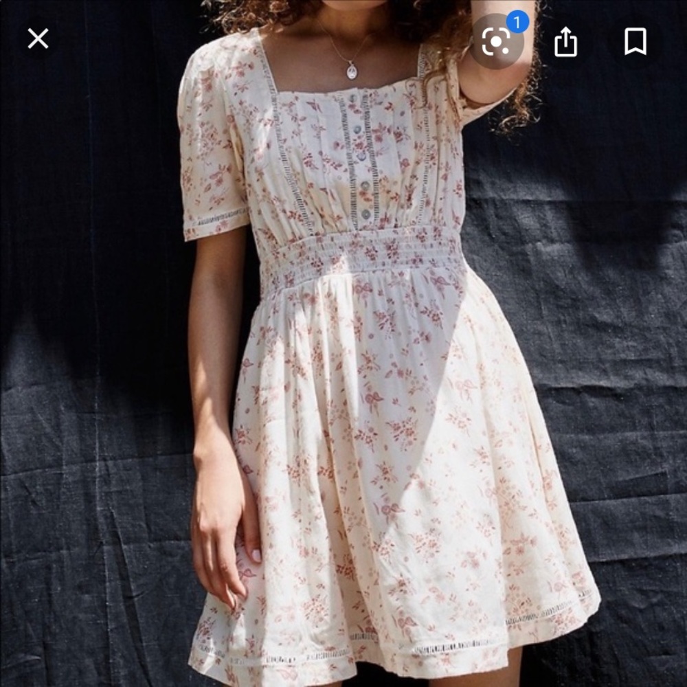 Free people pink white floral dandelion mini dress